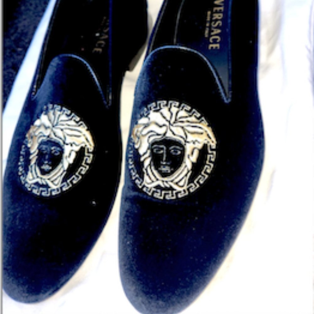 HAND MADE MEN LION EMBROIDERY BLACK HANDMADE VELVET LOAFERS SHOES